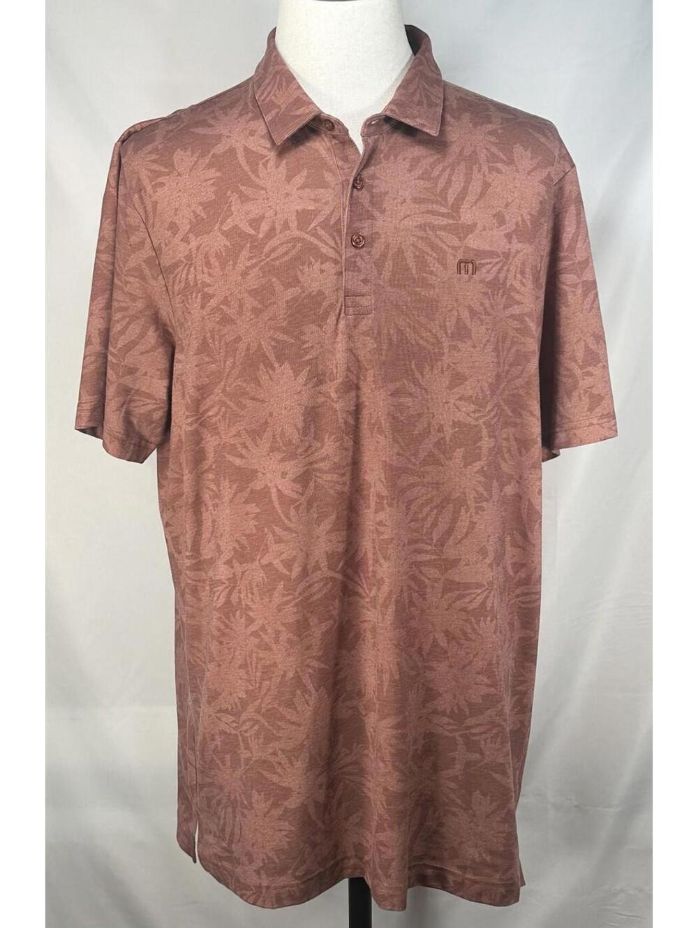 Travis Mathew 1/4 Button Floral Polo Shirt Red Men XL